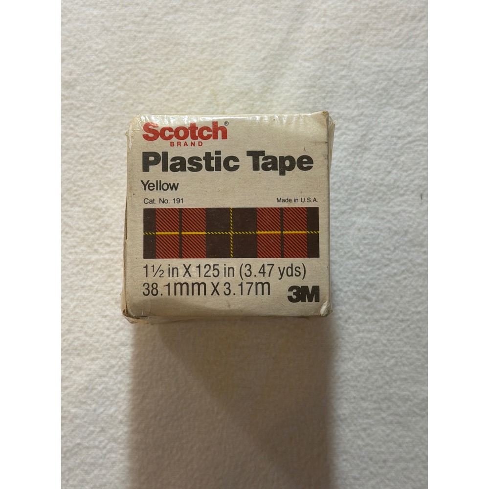 Scotch Brand Yellow Plastic Tape 191 3M Vintage 1.5in x 125in Made in USA